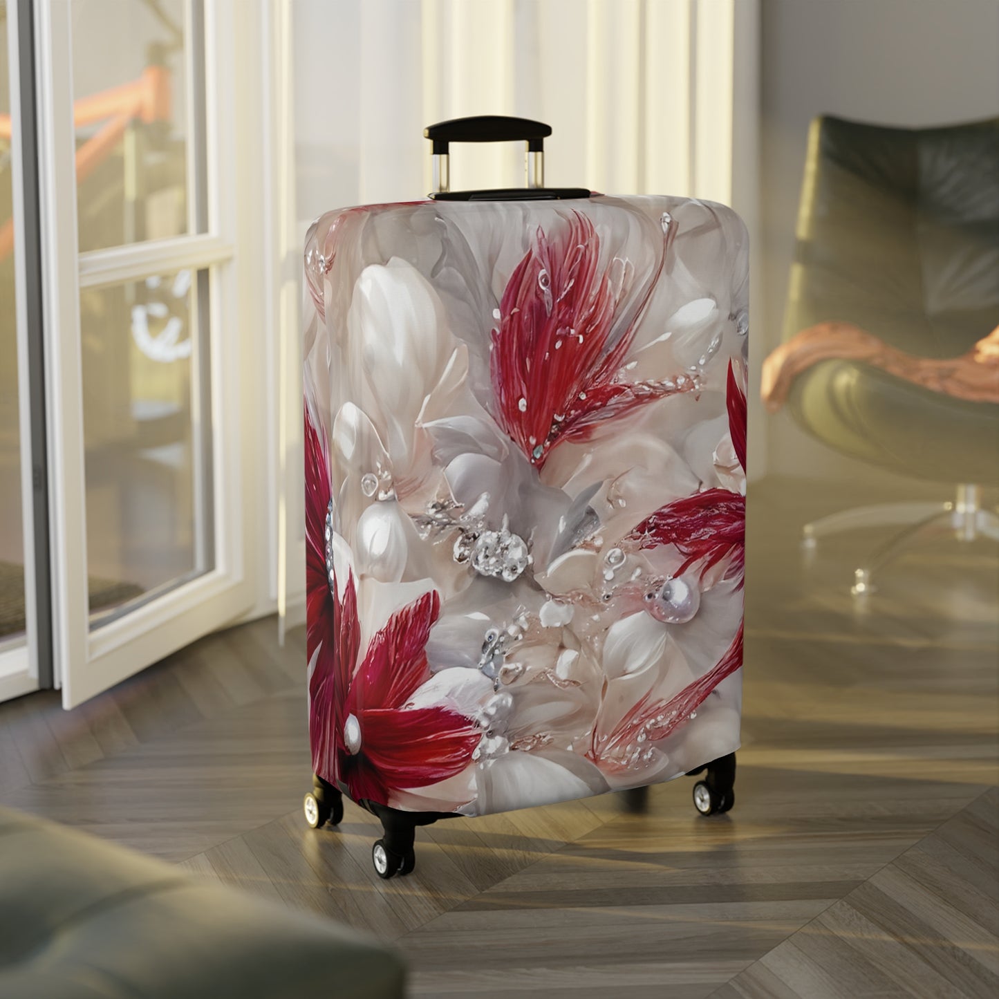 Luggage Cover, Red Floral