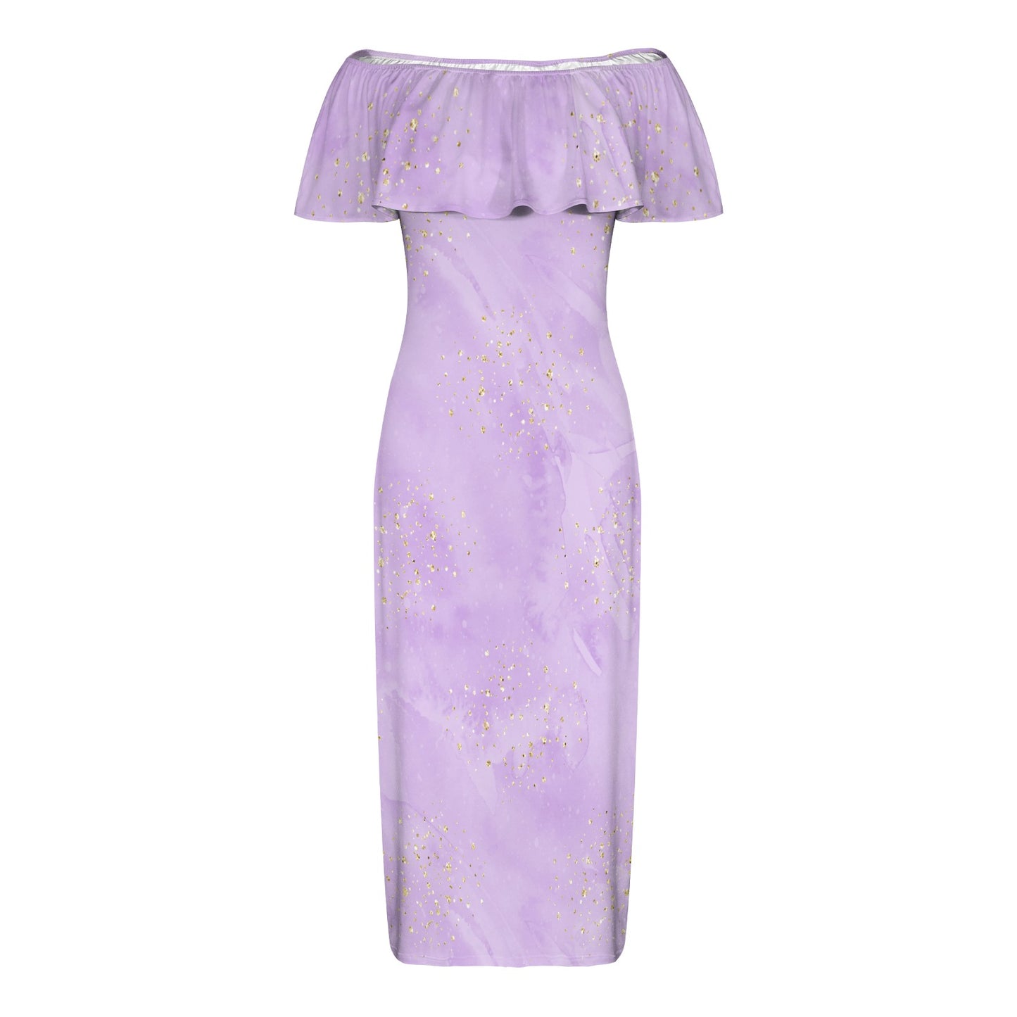 Purple Women's Off Shoulder Ruffle Boat Neck Dress (Model D71)