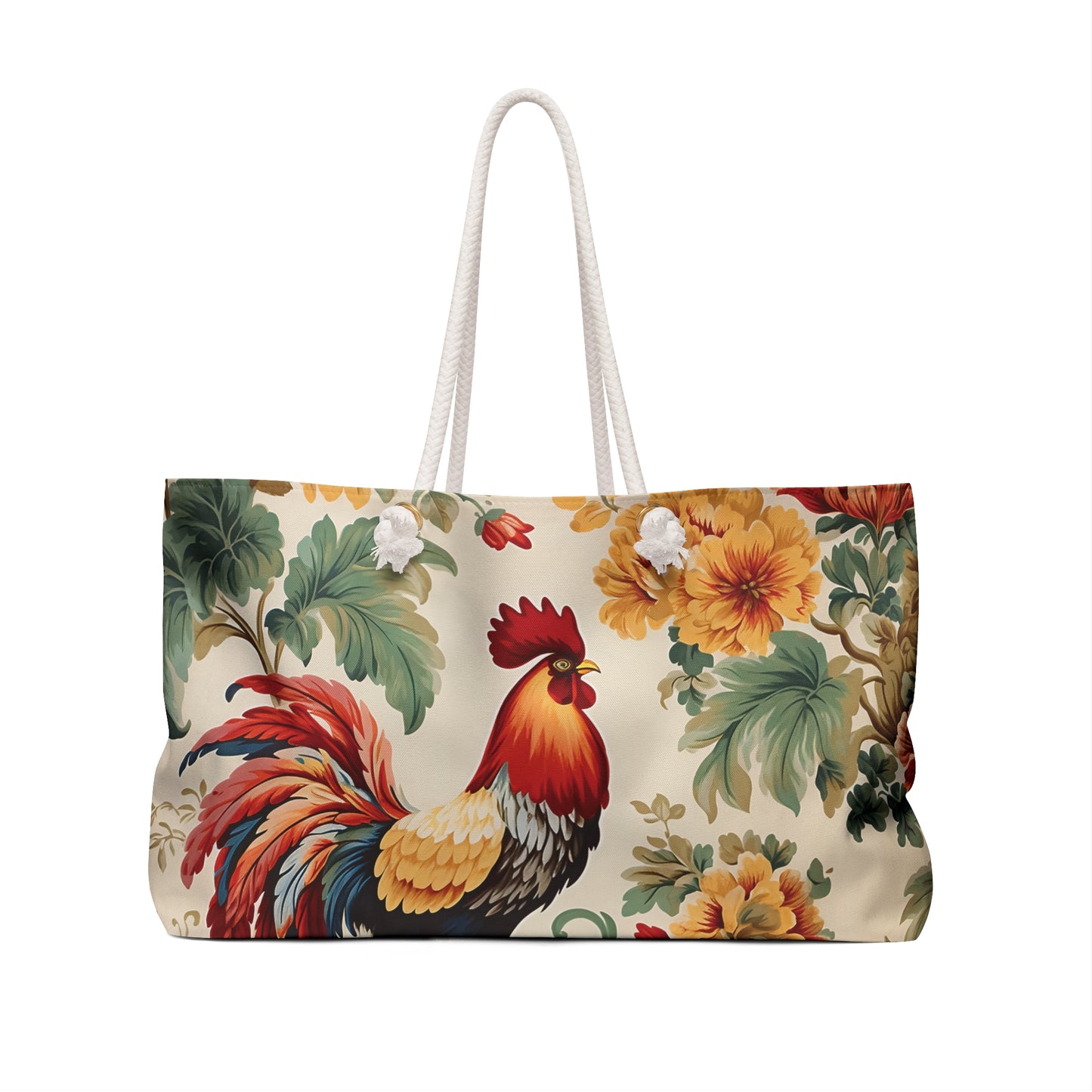 Personalised/Non-Personalised Weekender Bag, Chicken/Rooster, Large Weekender Bag, Beach Bag, Book Bag