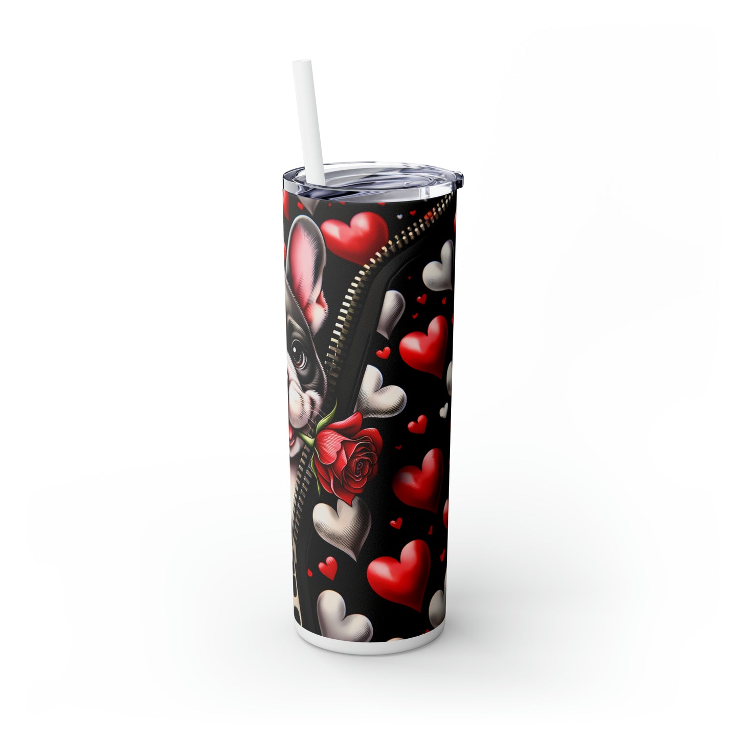 Skinny Tumbler with Straw, 20oz, Dog, Valentines Day, awd-918