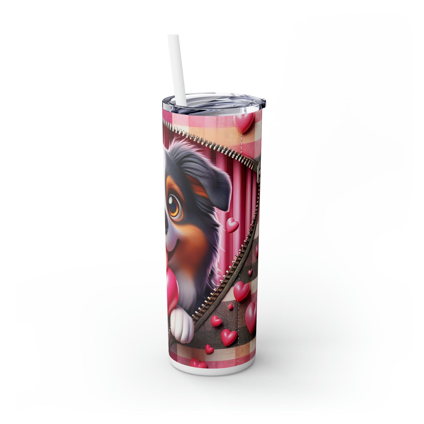 Skinny Tumbler with Straw, 20oz, Dog, Valentines Day, awd-1123