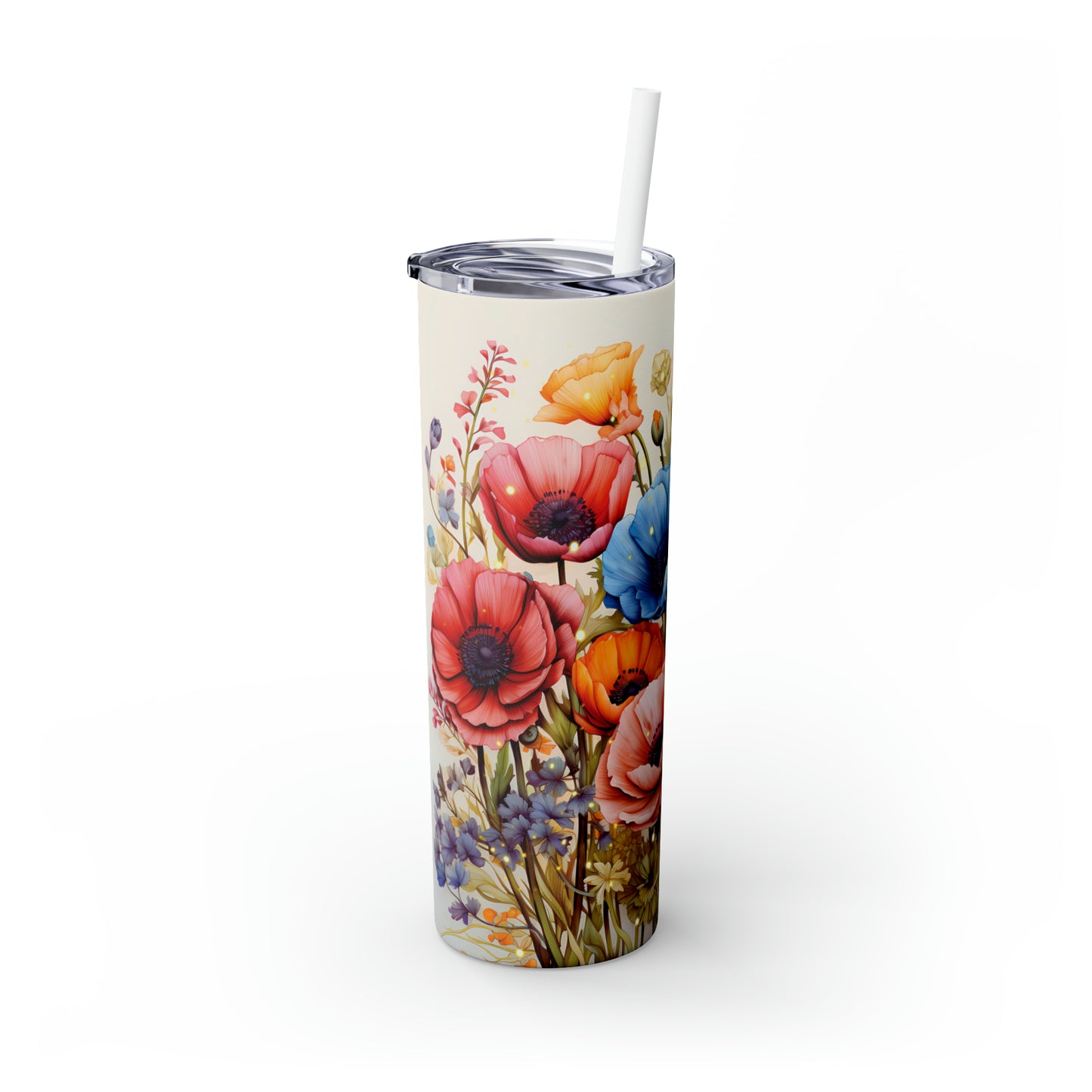 Skinny Tumbler with Straw, 20oz, Floral, awd-425