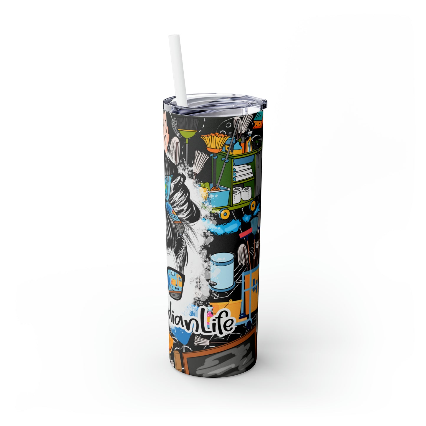 Skinny Tumbler with Straw, 20oz, Custodian Life