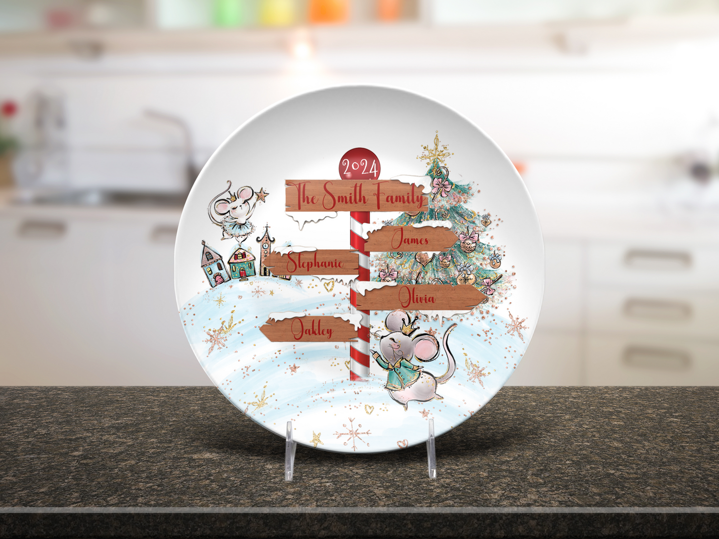 Personalised North Pole Christmas Plate, Family Christmas Plate