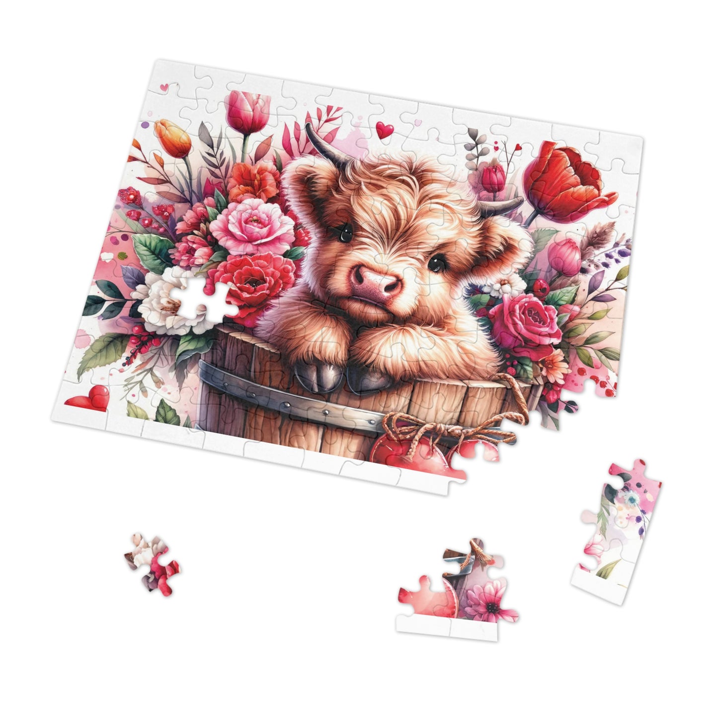 Jigsaw Puzzle, Highland Cow, Personalised/Non-Personalised (30, 110, 252, 500,1000-Piece)