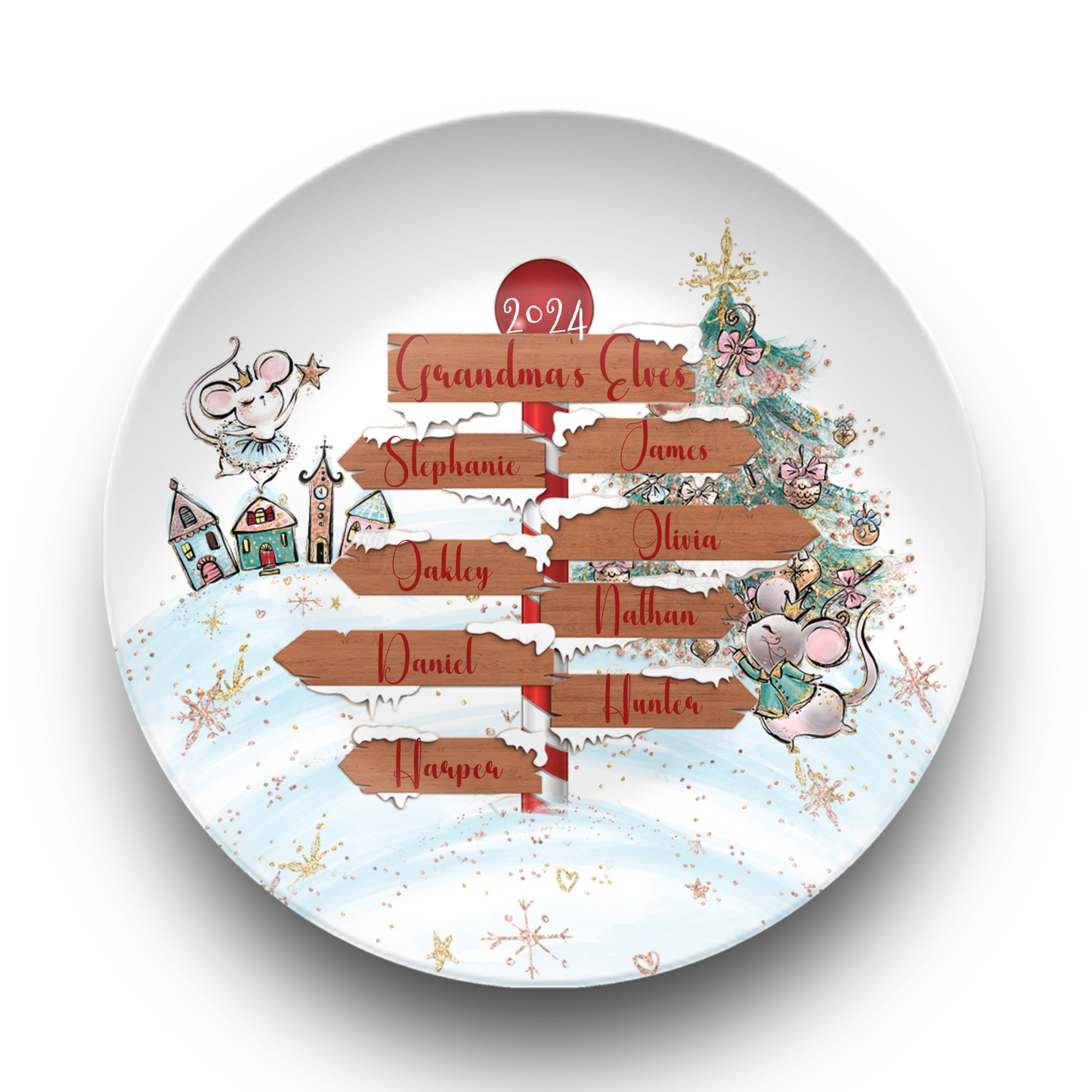 Personalised North Pole Christmas Plate, Family Christmas Plate