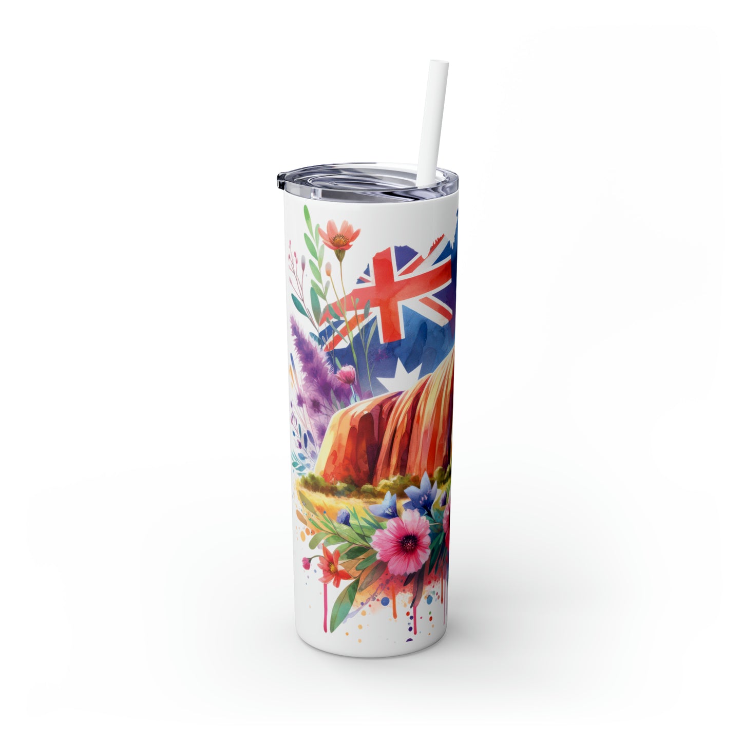 Skinny Tumbler with Straw, 20oz, Australia, Uluru, Ayers Rock