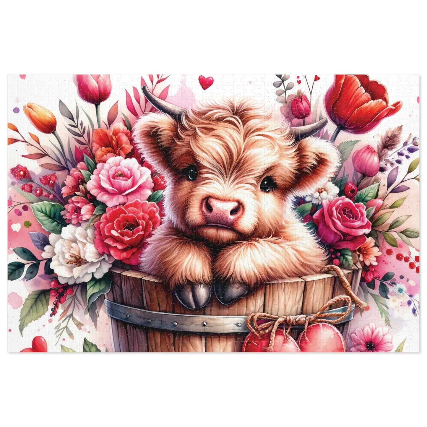 Jigsaw Puzzle, Highland Cow, Personalised/Non-Personalised (30, 110, 252, 500,1000-Piece)