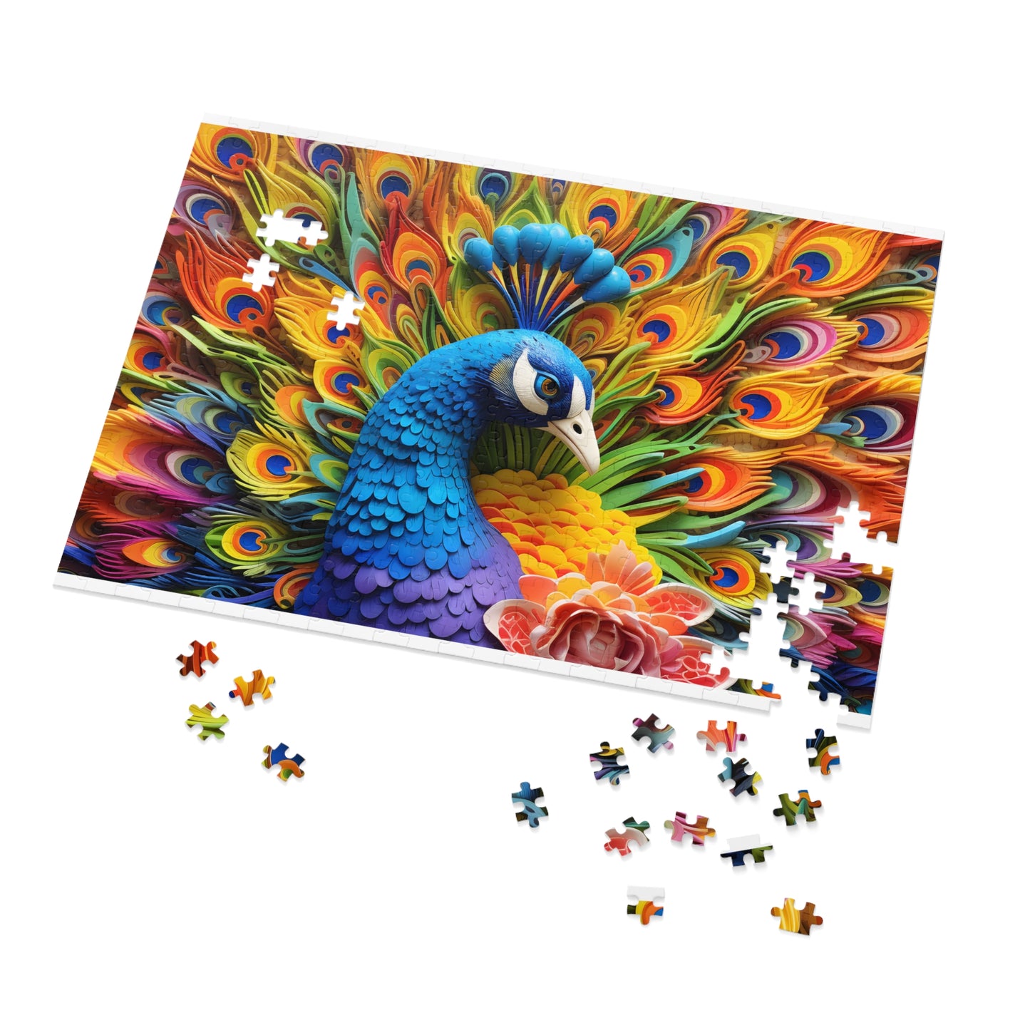 Jigsaw Puzzle, Peacock, Personalised/Non-Personalised (30, 110, 252, 500,1000-Piece)