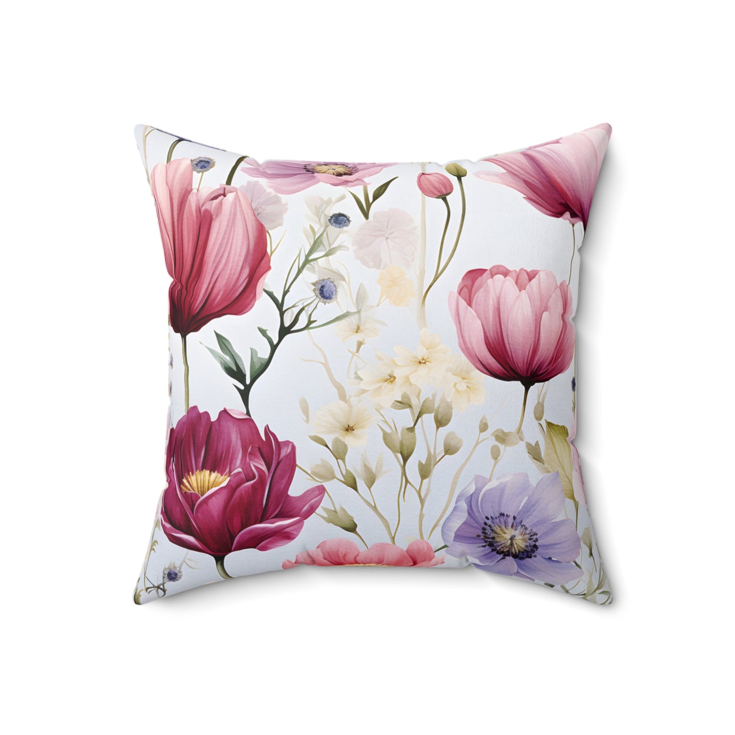 Polyester Square Pillow, Floral Cushion