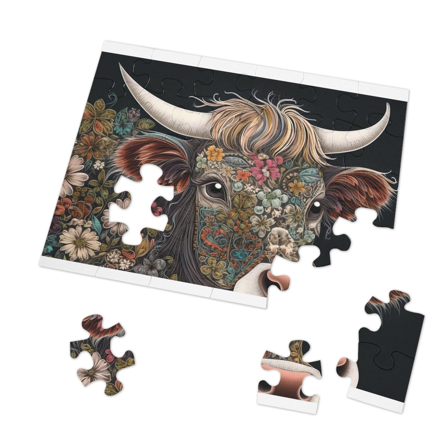 Jigsaw Puzzle, Highland Cow, Personalised/Non-Personalised (30, 110, 252, 500,1000-Piece)