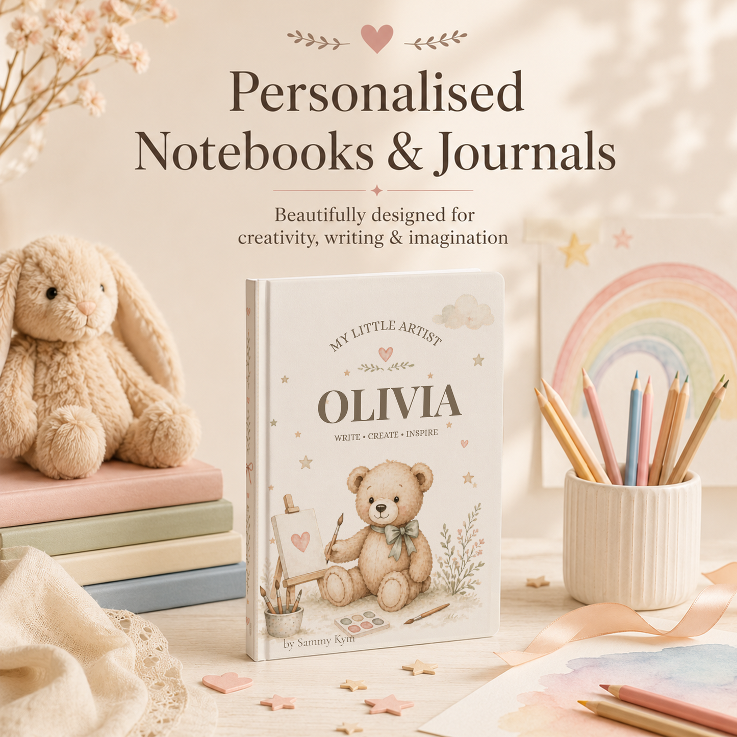 Personalised Kids Notebook | Custom Journal for Kids | Hardcover or Softcover | Drawing Book, Diary, Dot Grid, Grid, Lined Journal