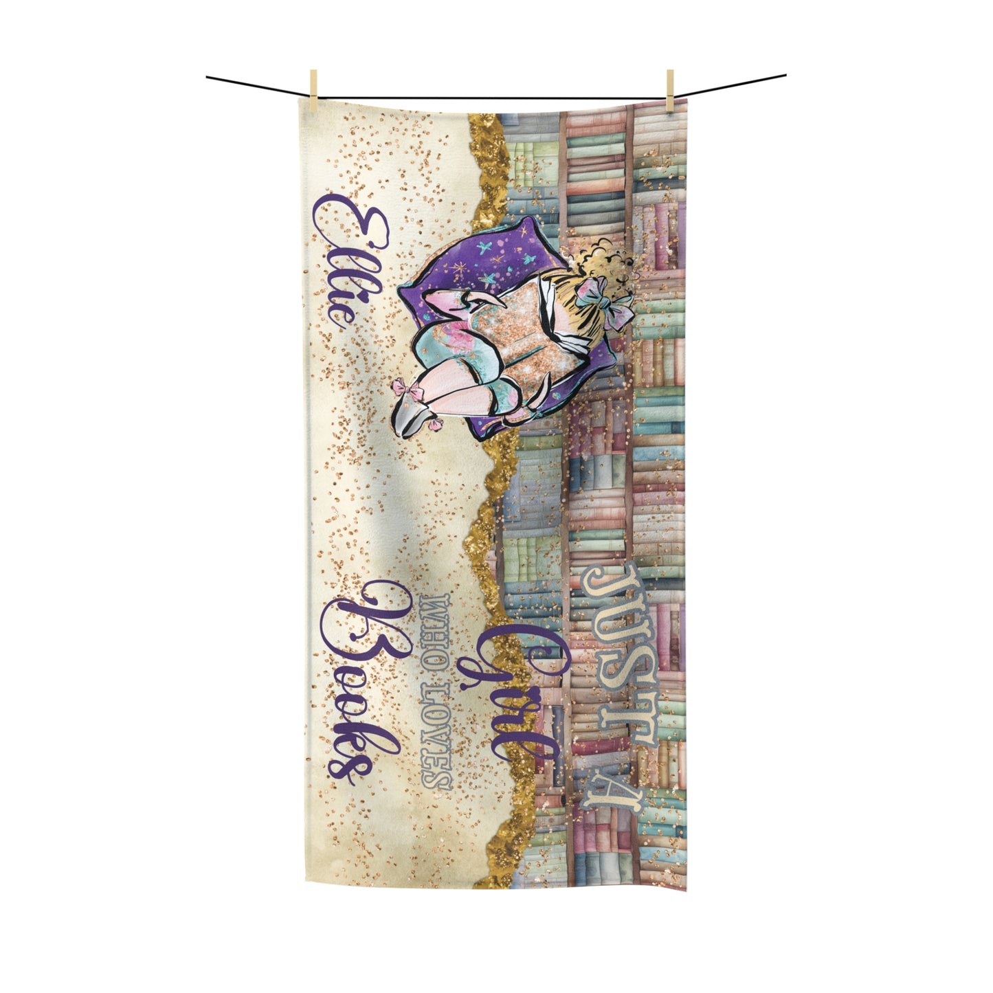 Beach Towel, Just a Girl who Loves Books, Blonde Hair, Polycotton Towel