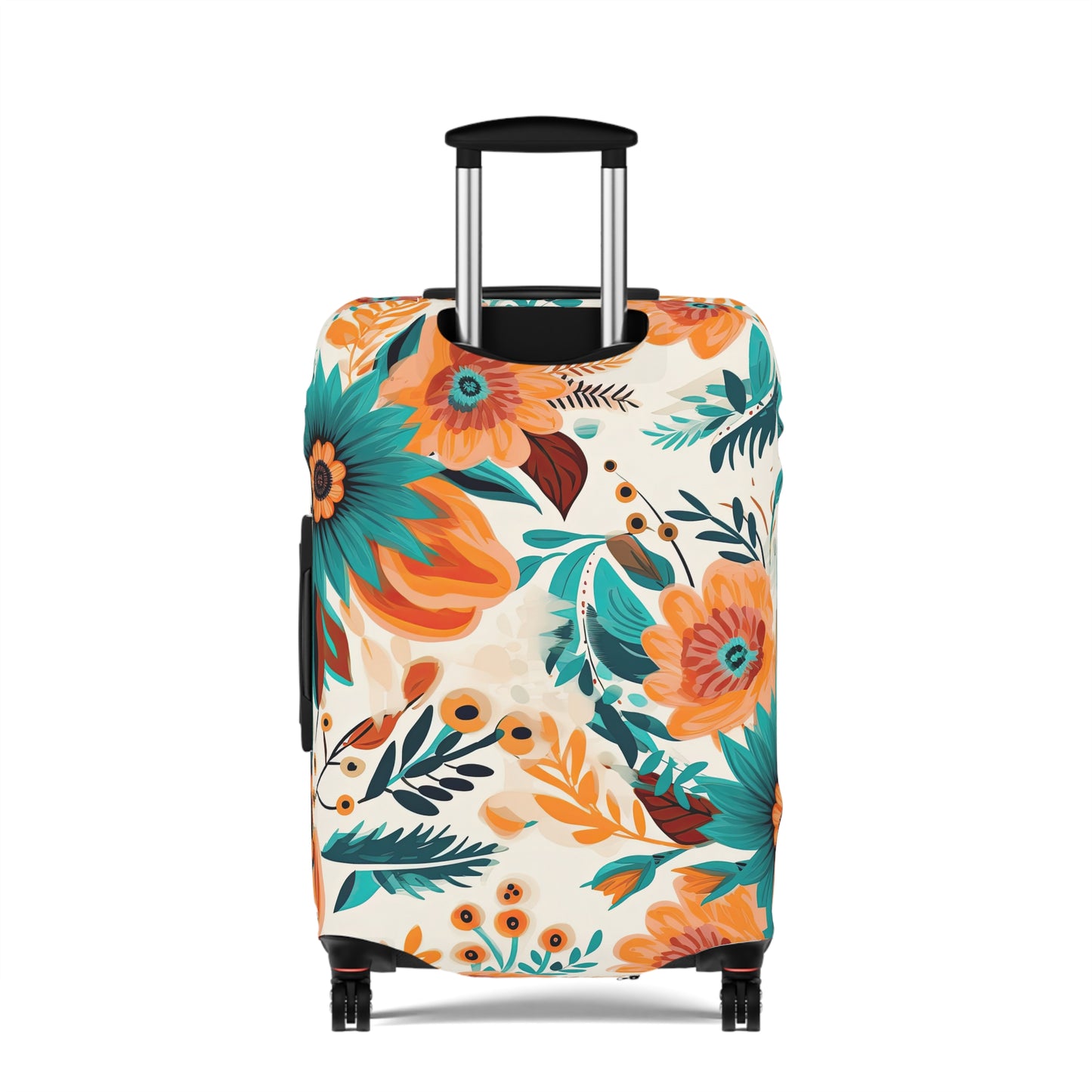 Luggage Cover, Boho Floral, Green and Orange