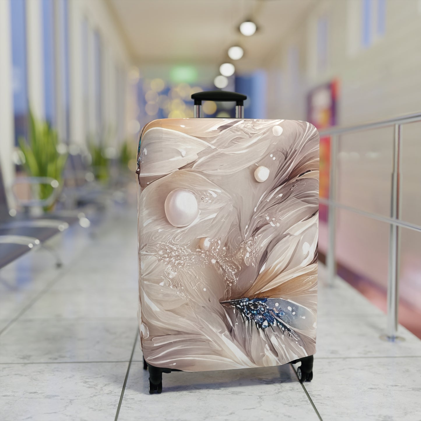 Luggage Cover, Beige Floral-3