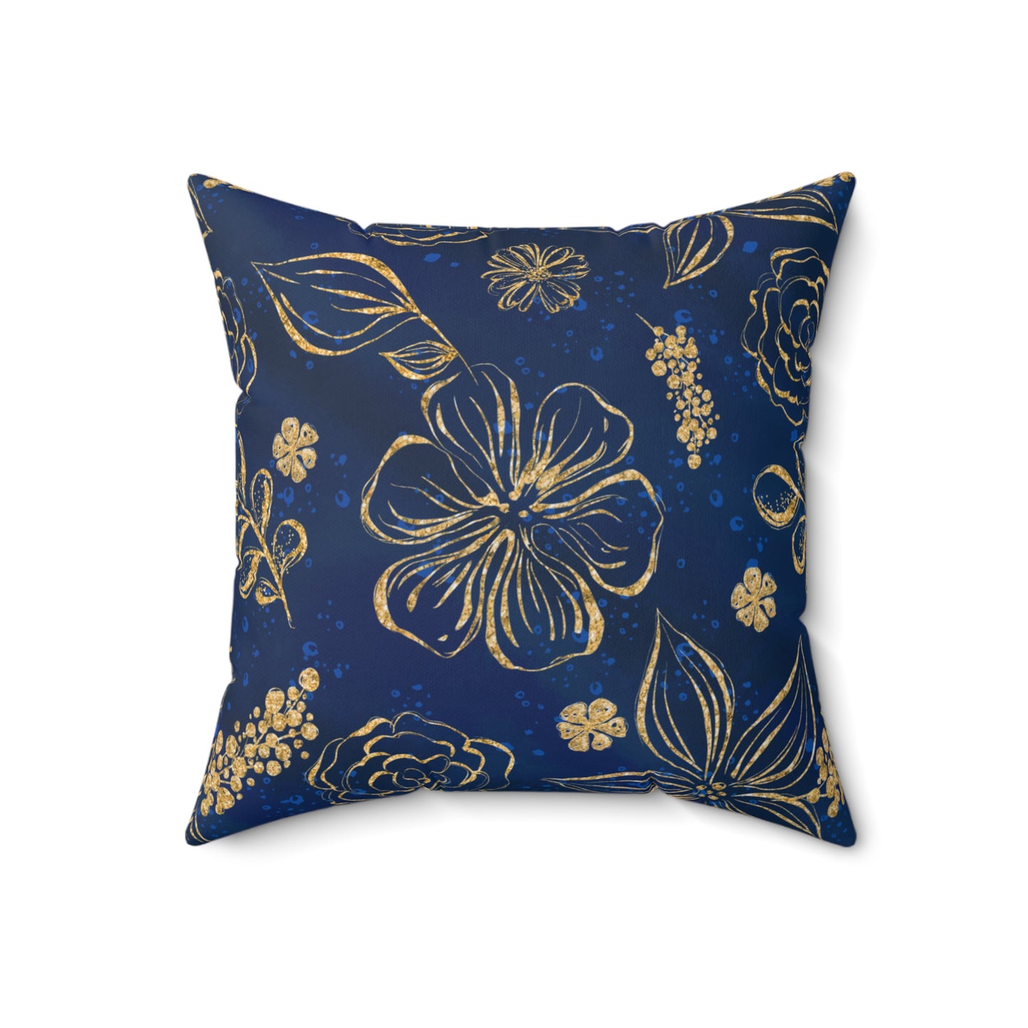 Spun Polyester Square Pillow, Floral Cushion