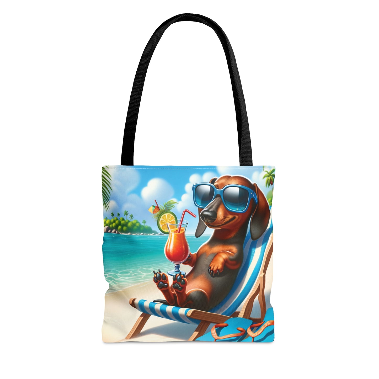 Tote Bag, Dog on Beach, Dachshund, Tote bag, awd-1208