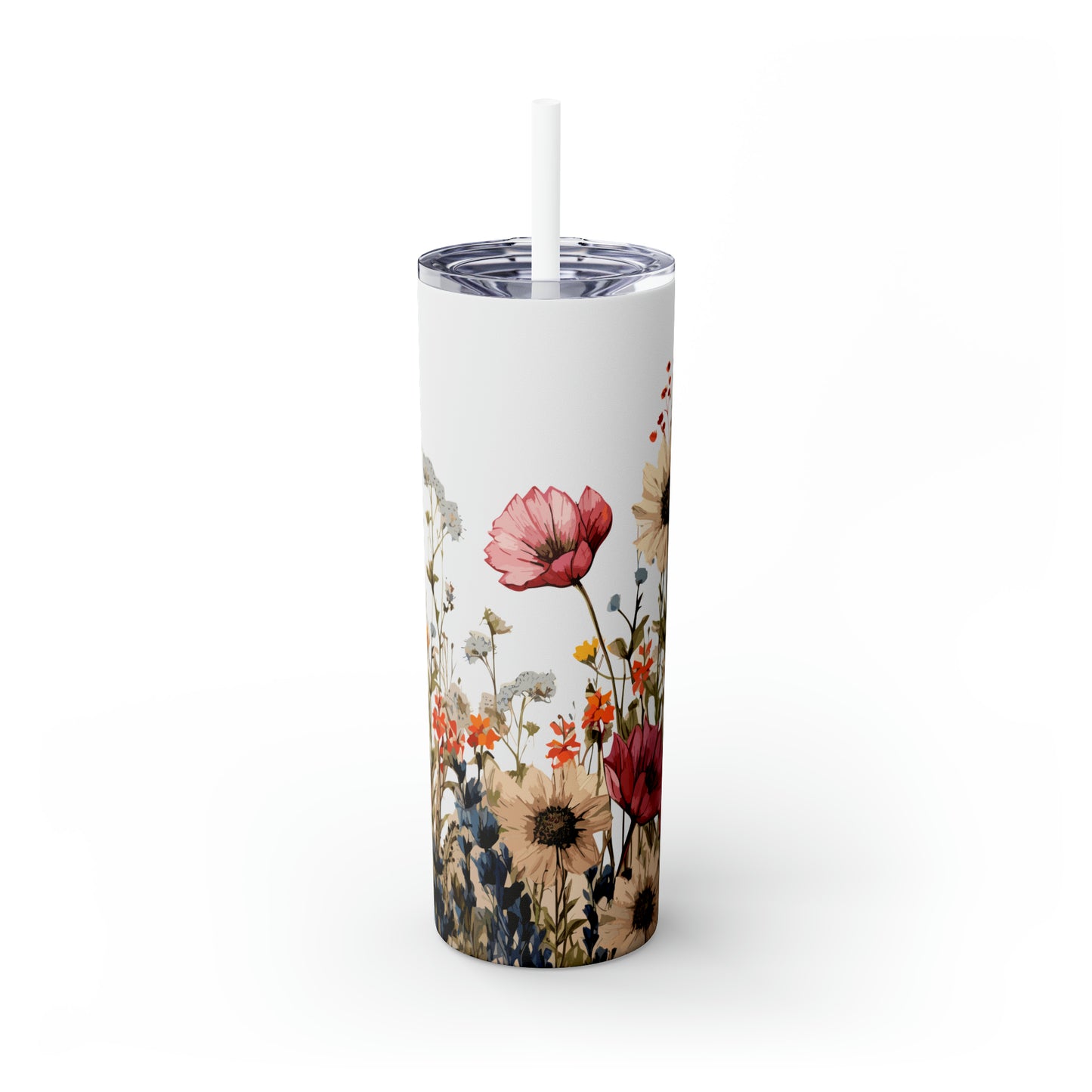 Skinny Tumbler with Straw, 20oz, Floral, awd-314