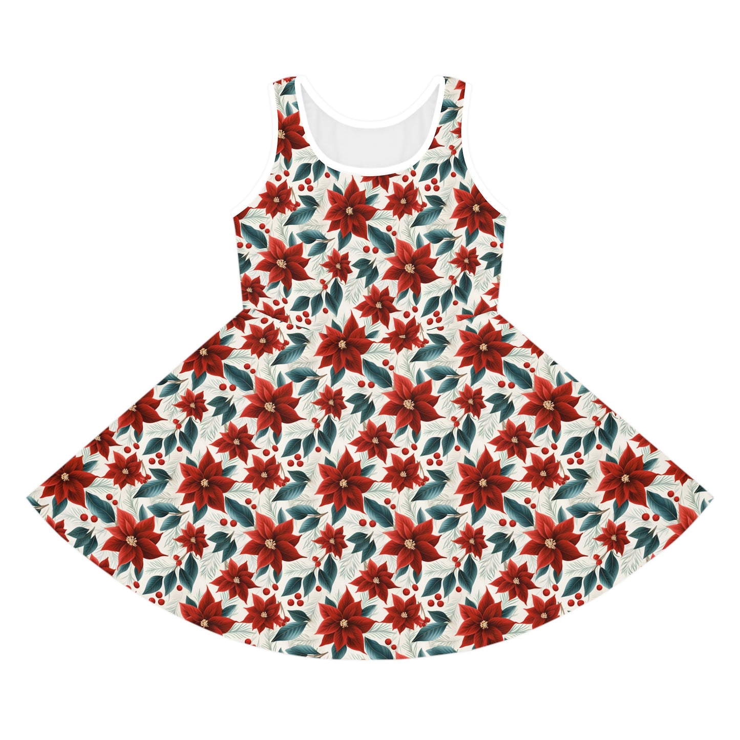 Girls' Sleeveless Sundress Red Poinsettia