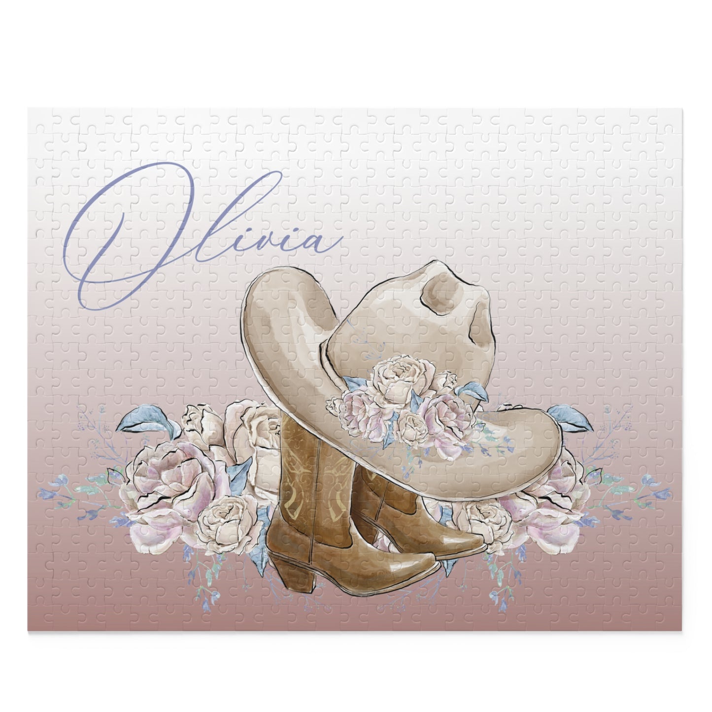 Personalised/Non-Personalised Puzzle, Country Boots, Romance Floral (120, 252, 500-Piece)