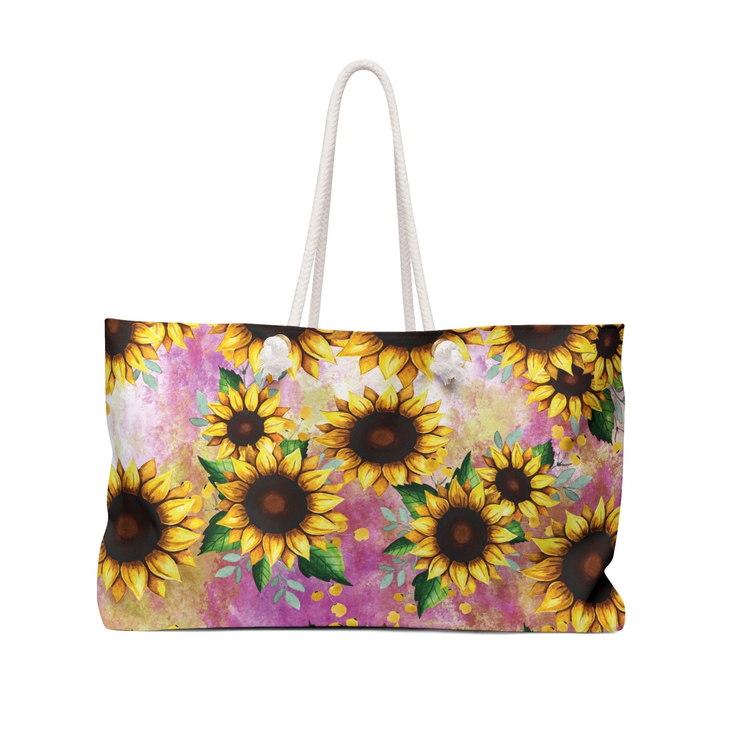 Personalised/Non-Personalised Weekender Bag, Sunflowers, Large Weekender Bag, Beach Bag, Book Bag