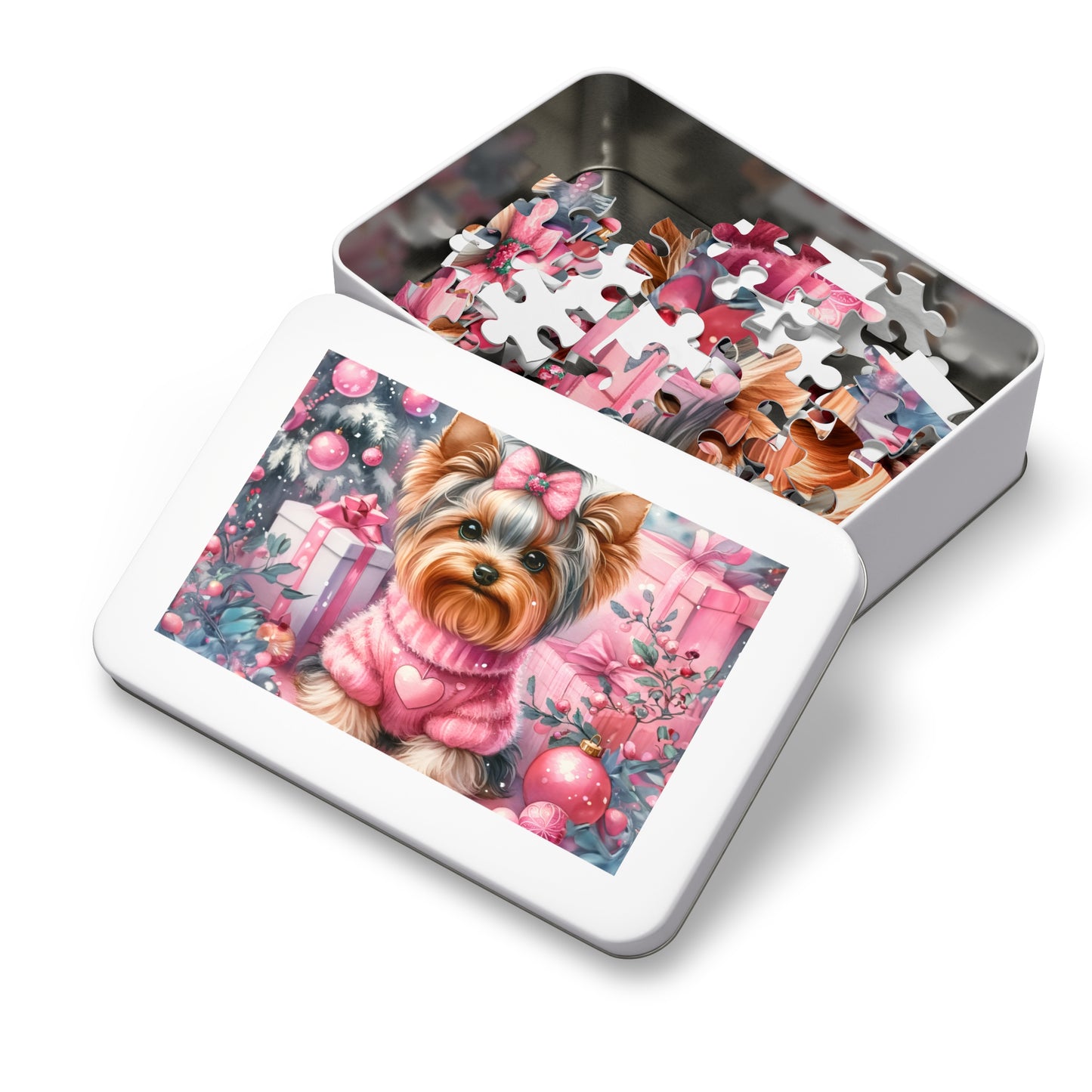 Jigsaw Puzzle, Christmas, Yorkshire Terrier, Personalised/Non-Personalised (30, 110, 252, 500,1000-Piece)