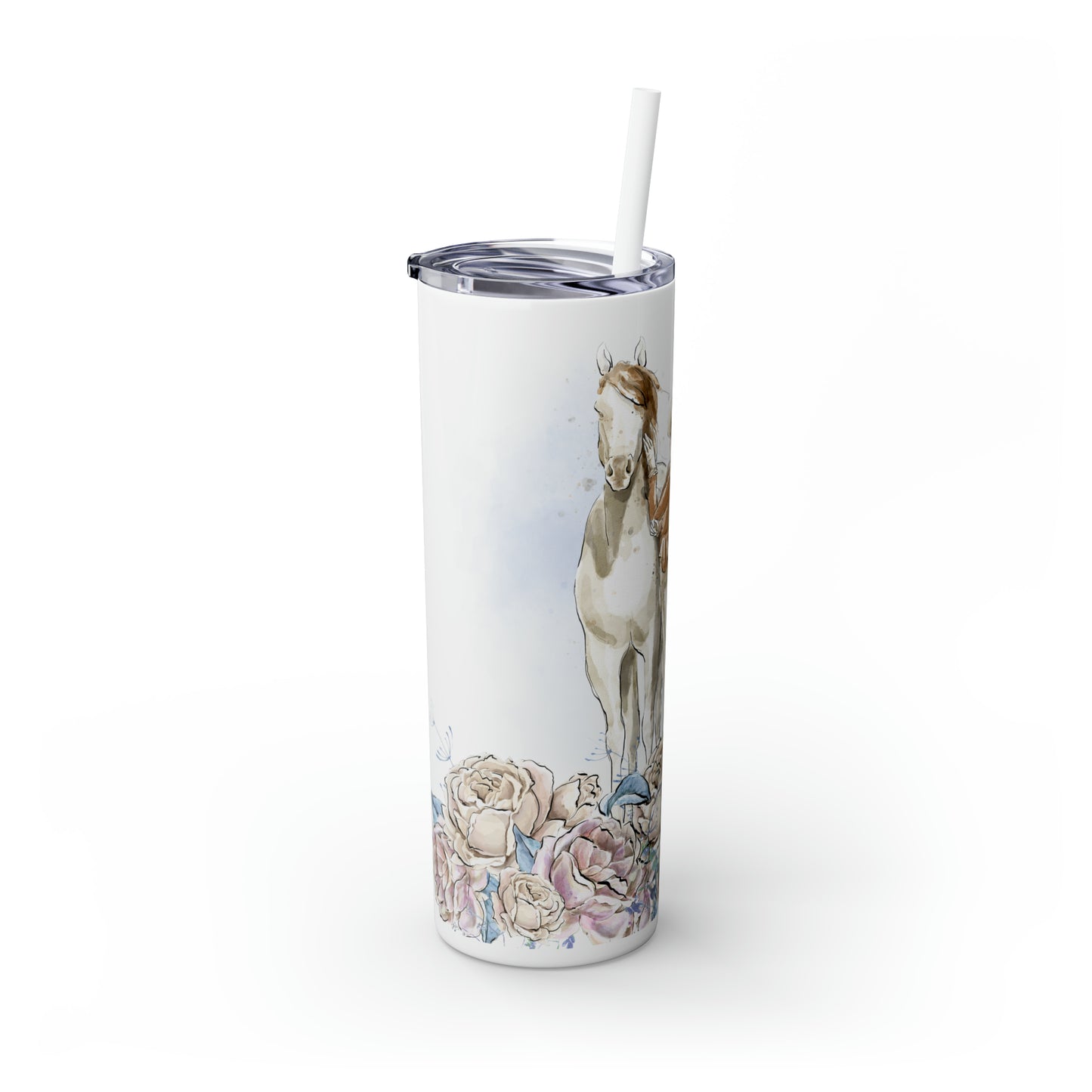 Skinny Tumbler with Straw, 20oz, Personalised Horse and Girl, Western