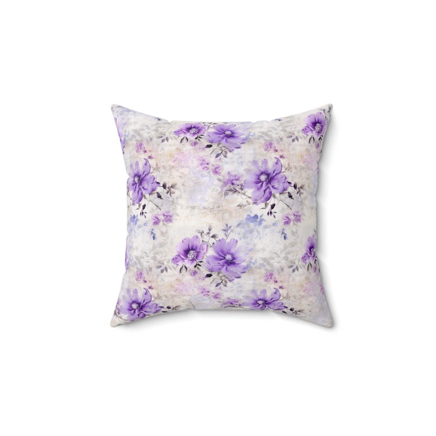 Spun Polyester Square Pillow, Floral Cushion