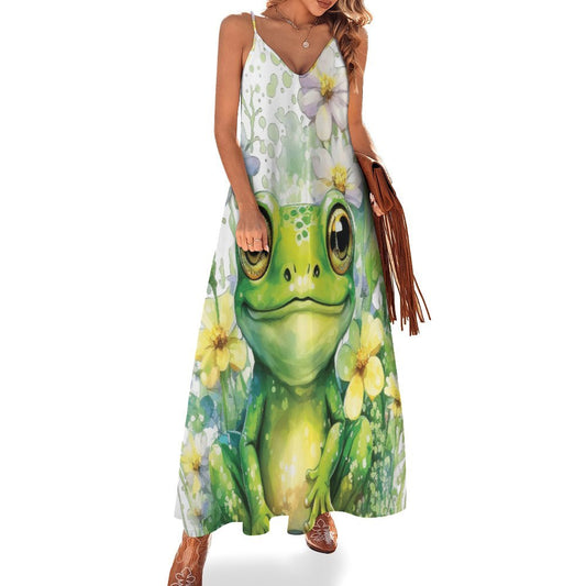 Frog Spaghetti Strap Ankle-Length Dress Long dress