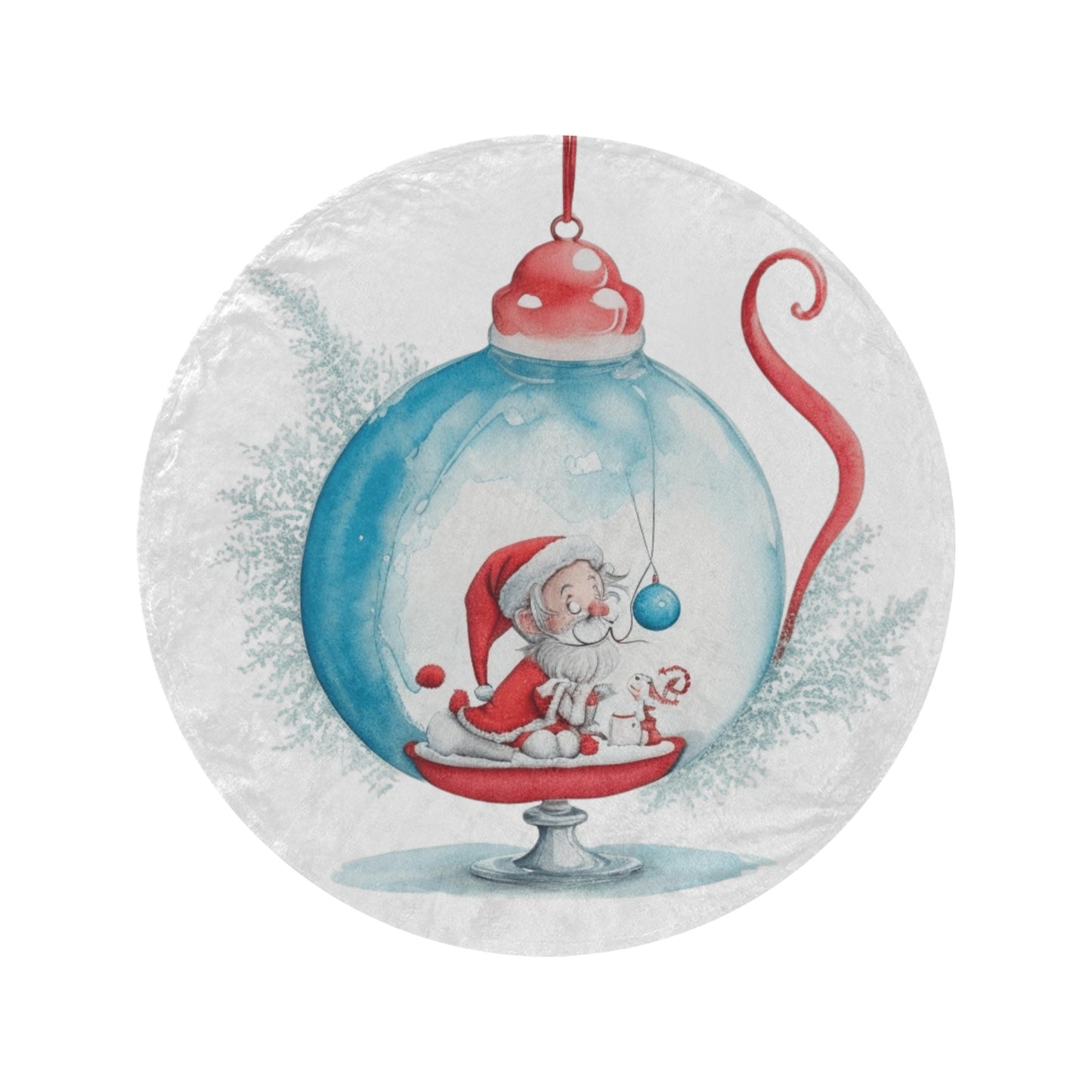 Christmas Santa Baubles Circular Micro Fleece Blanket