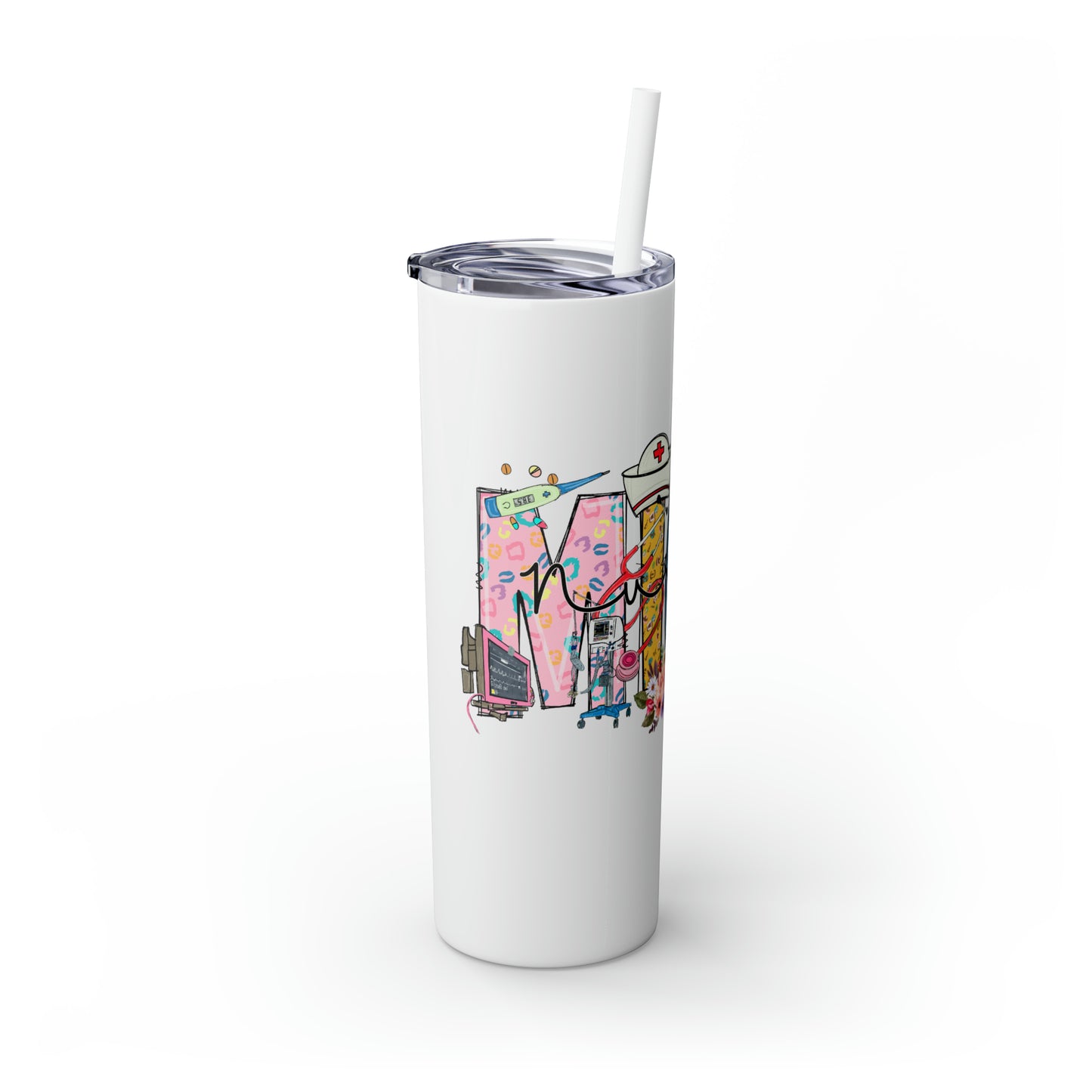 Skinny Tumbler with Straw, 20oz, MICU Nurse