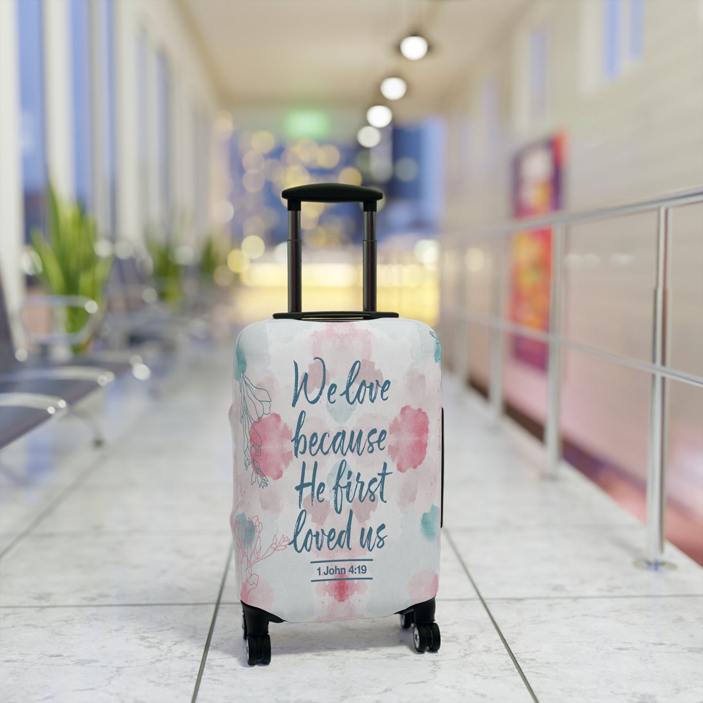 Luggage Cover, Bible Verse, We love because he loved us first , awd-3000