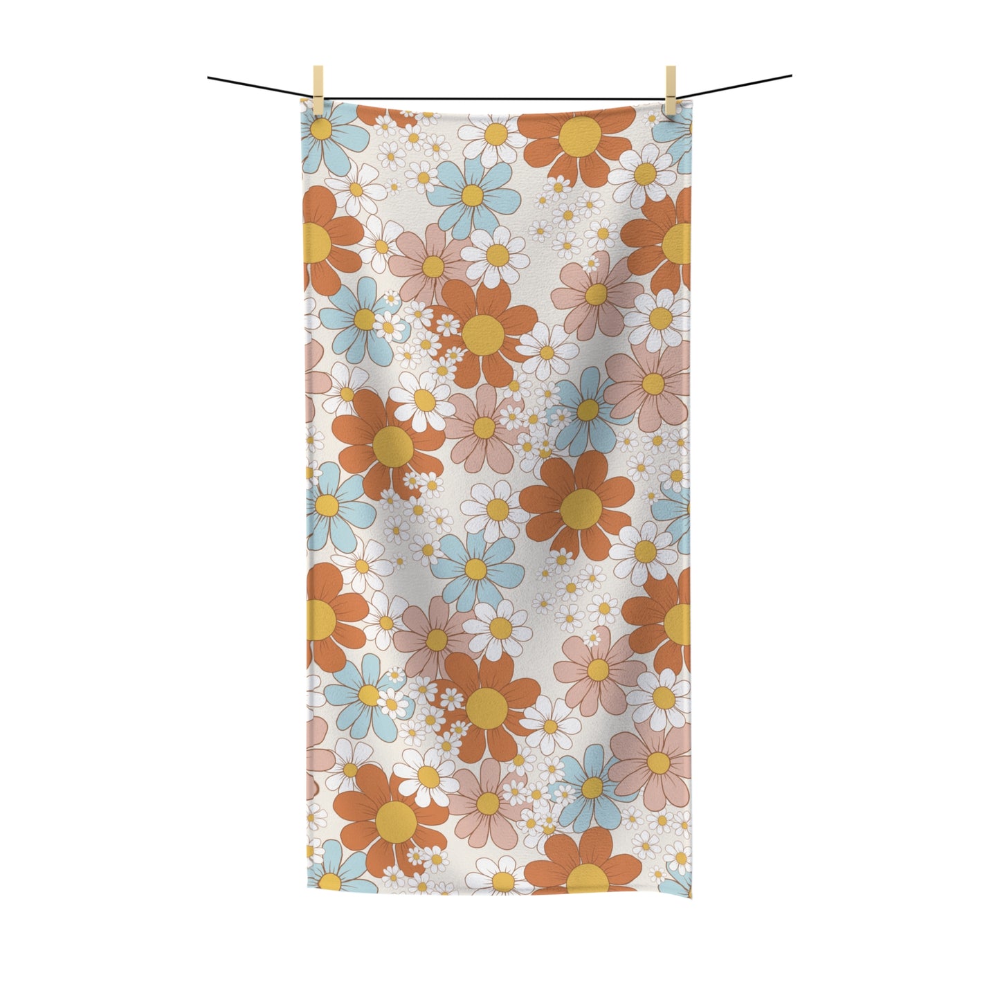 Beach Towel, Retro Flowers, Polycotton Towel