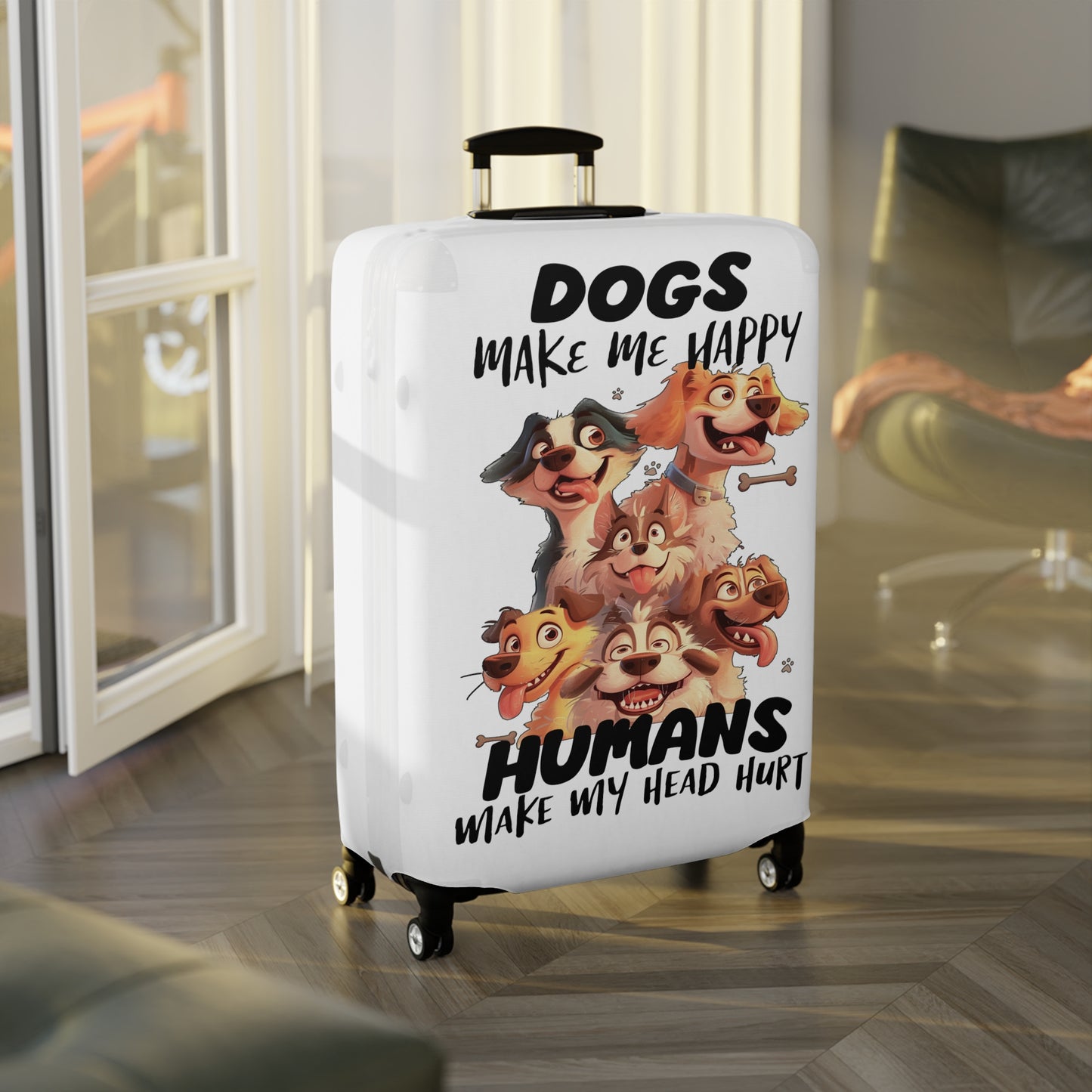 Luggage Cover, Dog, Dogs make me happy, awd-4006