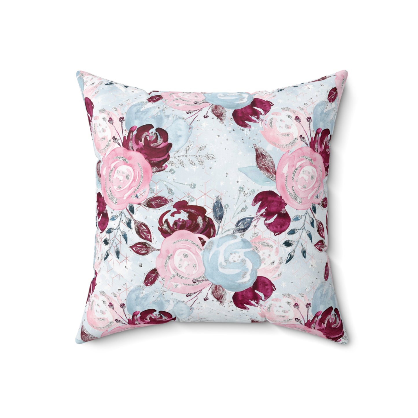 Spun Polyester Square Pillow, Floral Cushion