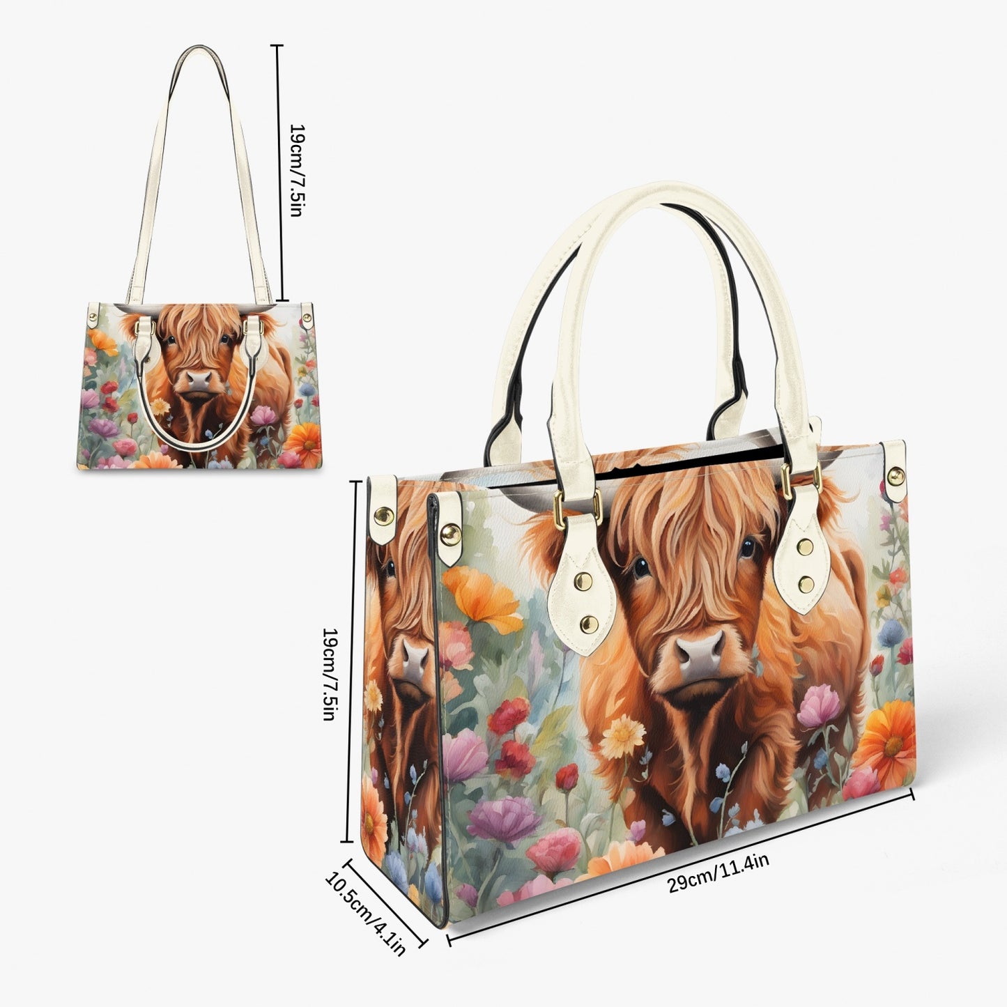 Women's Tote Bag - Long Strap - Highland Cow