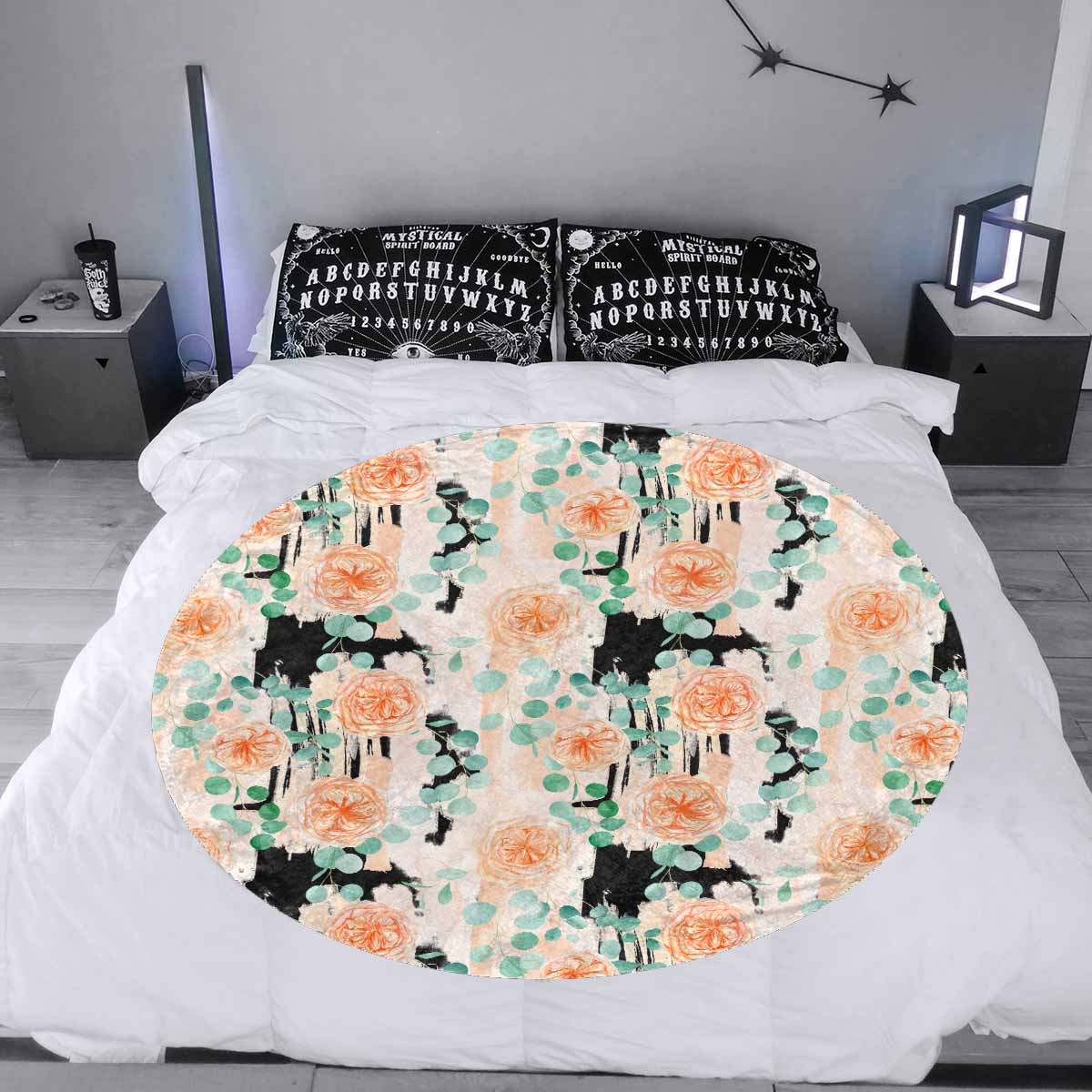 Rose Eucalyptus Circular Micro Fleece Blanket 47"