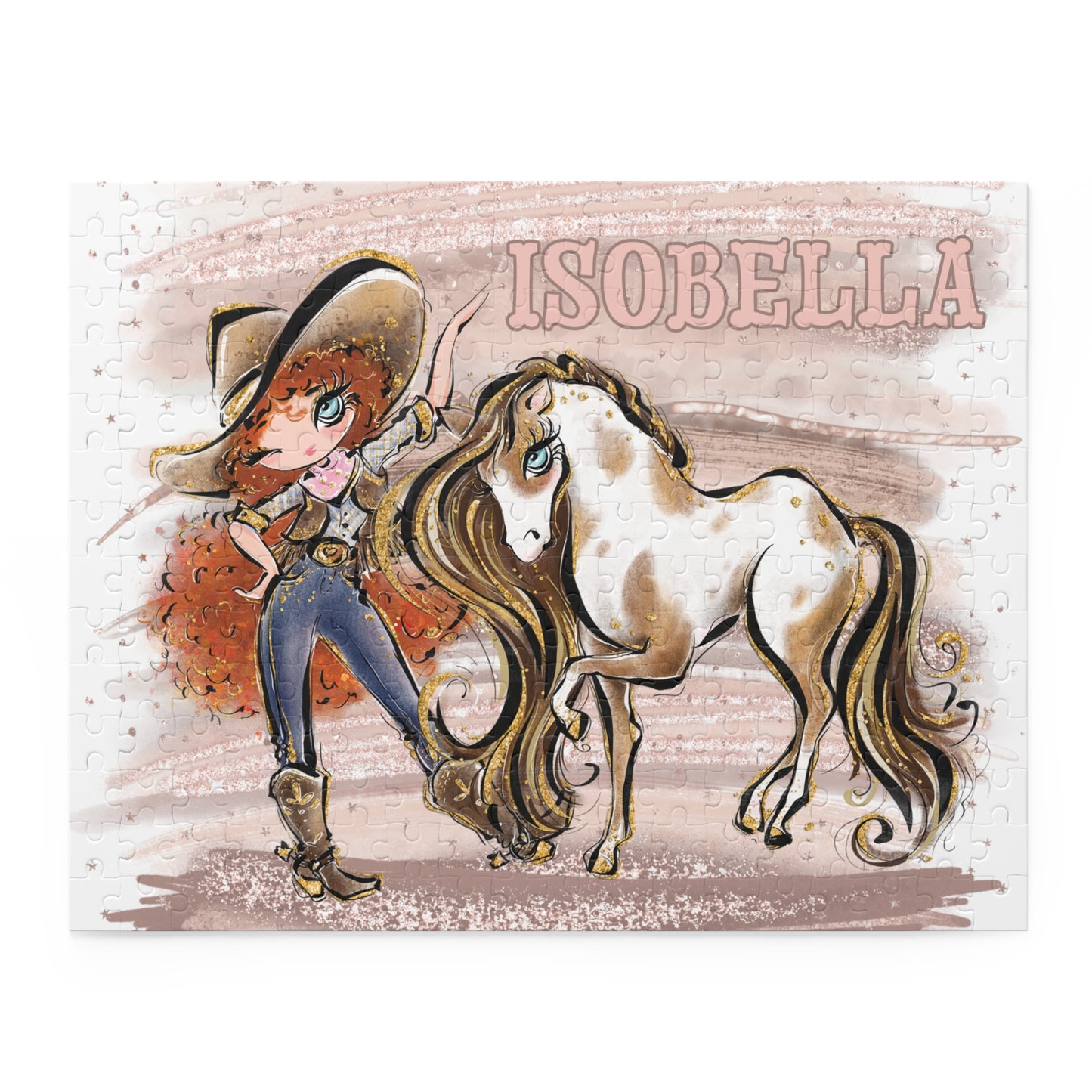 Puzzle, Howdy, Cowgirl and Horse, Red Curly Hair, Blue Eyes, Personalised/Non-Personalised, (120, 252, 500-Piece)