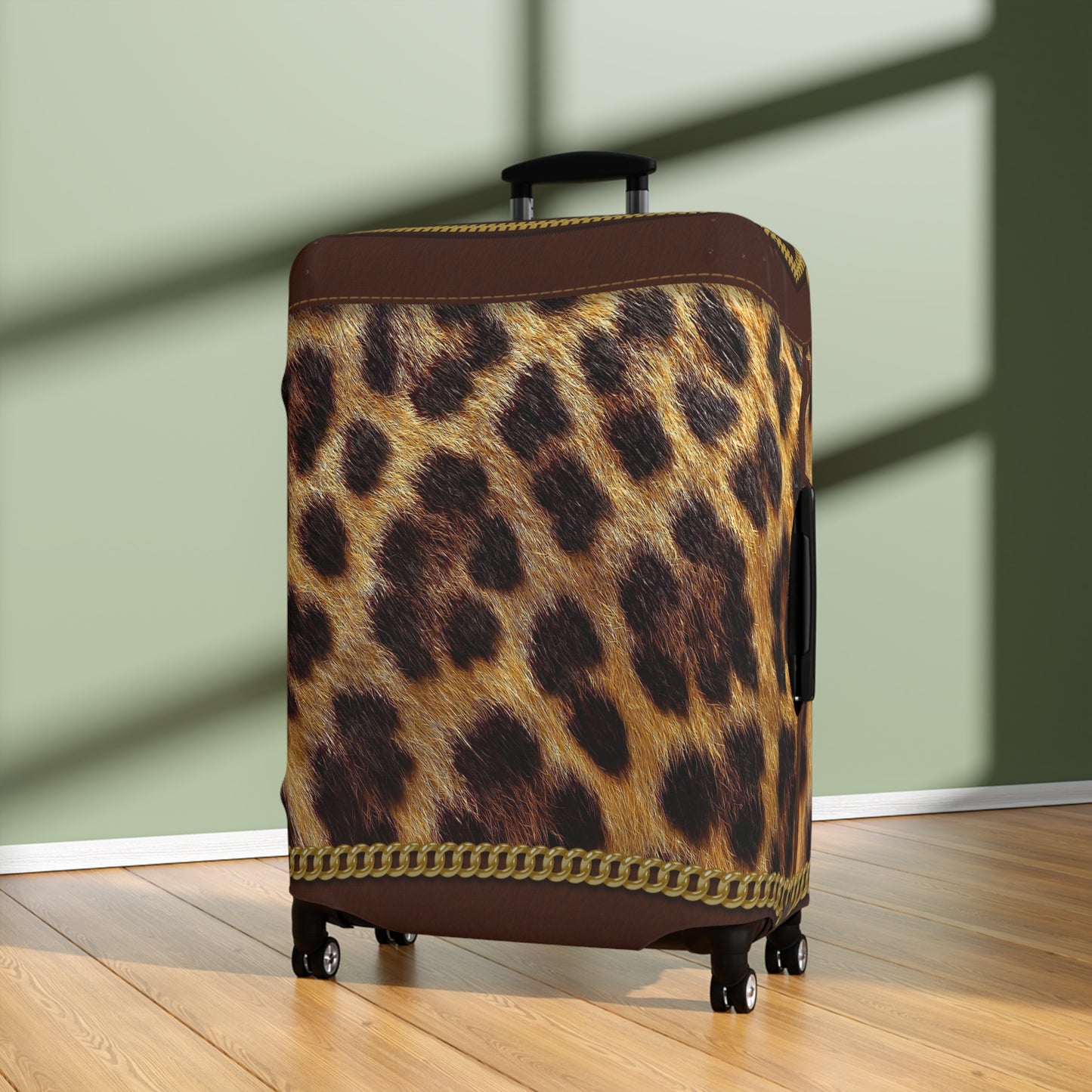 Luggage Cover, Brown and Gold Leopard Print, awd-1700