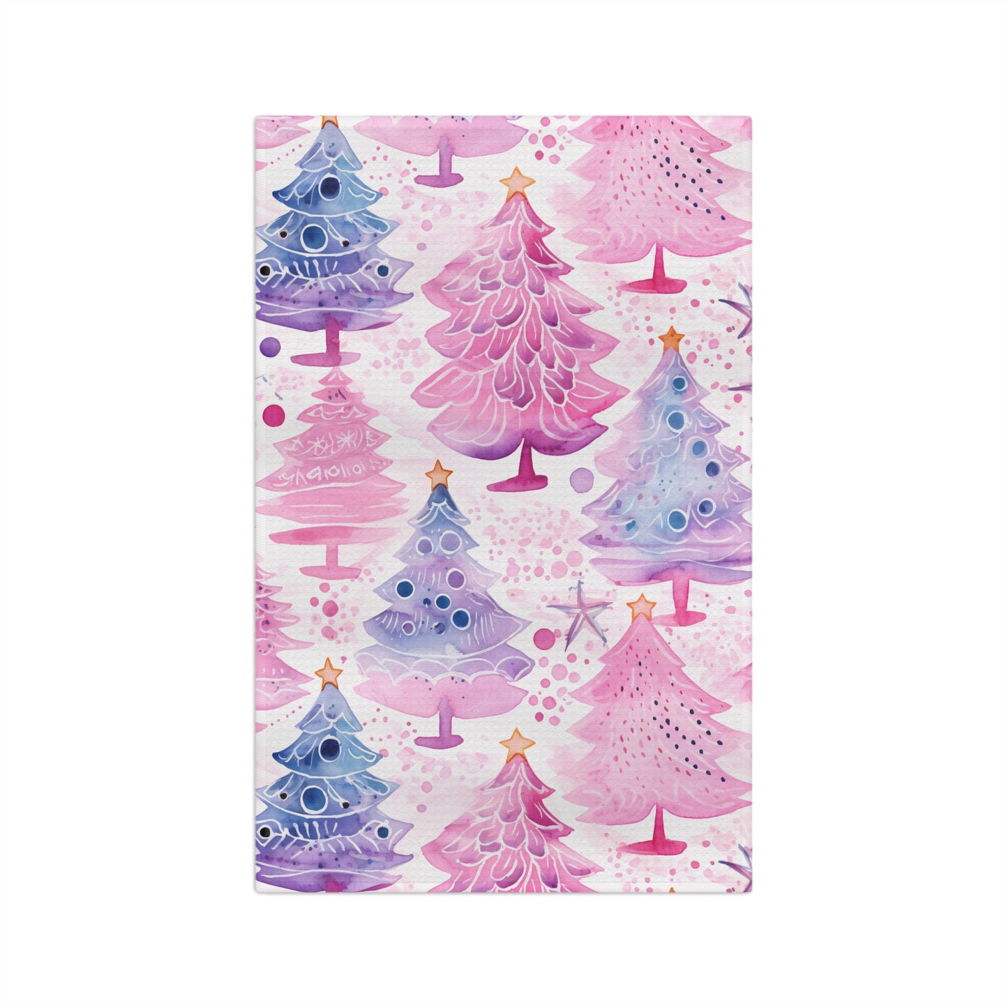 Microfiber Tea Towel, Pink Christmas Trees