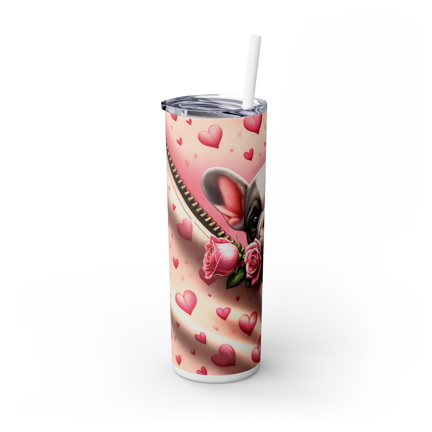 Skinny Tumbler with Straw, 20oz, Dog, Valentines Day, awd-864