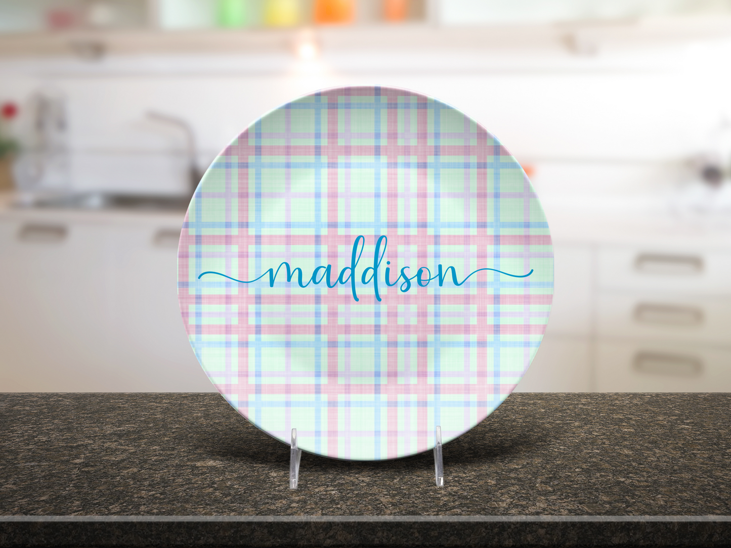 Pastel Plaid 2 Personalised Plate