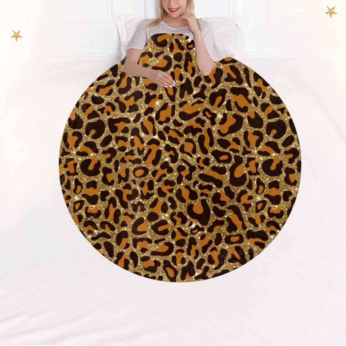 Animal print 5  Circular Micro Fleece Blanket 47"