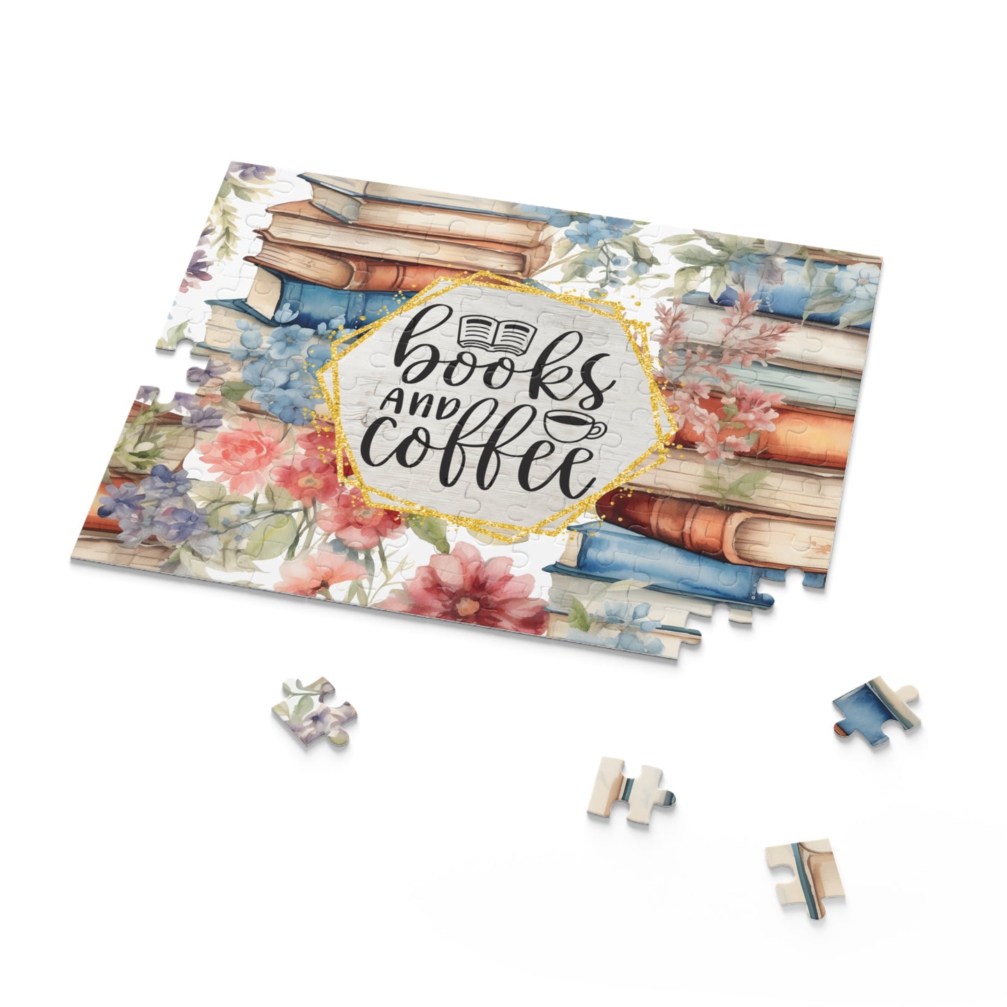 Personalised/Non-Personalised Puzzle, Books and Coffee (120, 252, 500-Piece)