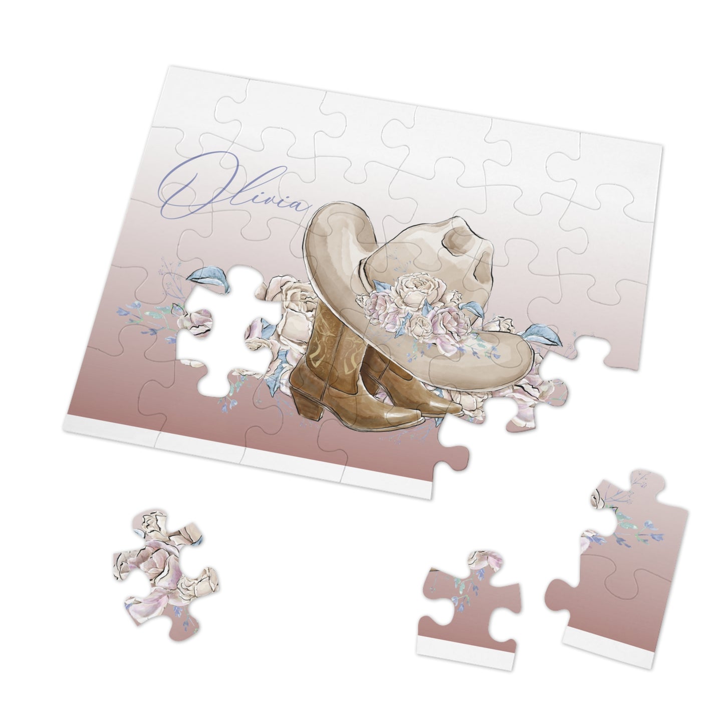 Jigsaw Puzzle, Western, Country Boots, Personalised/Non-Personalised (30, 110, 252, 500,1000-Piece)