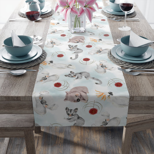 Australian Animals and Australian Floral Table Runner, Cotton Twill and Poly Available