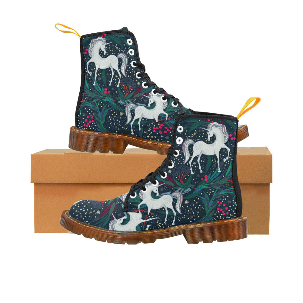 Fairy magic seamless vector pattern with unicorns Martin Boots For Women Model 1203H