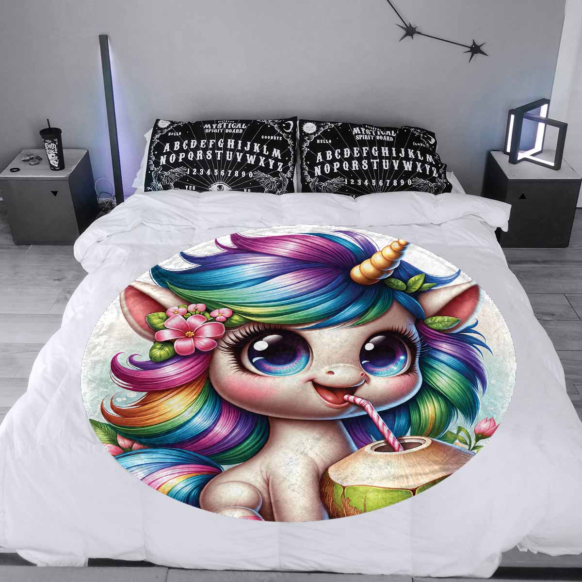 Unicorn_Awd35130  Circular Micro Fleece Blanket 60"