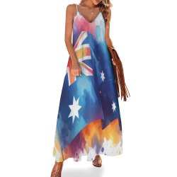 Australian Flag Spaghetti Strap Ankle-Length Dress Long dress