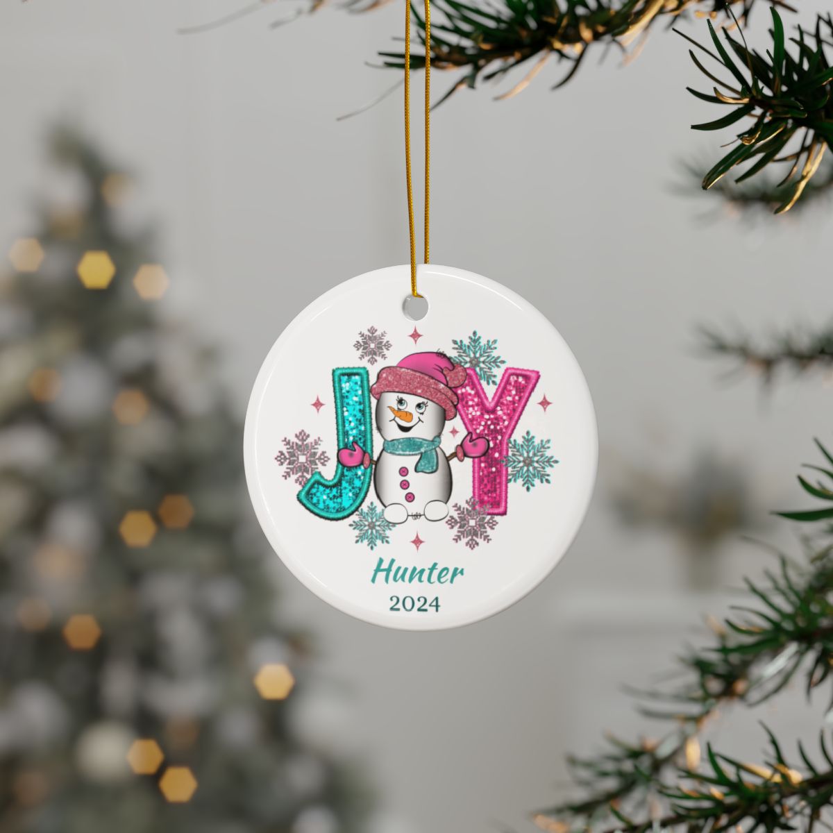 Joy Snowman Personalised Ceramic Ornaments